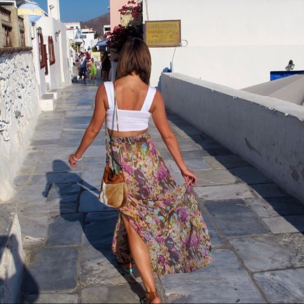 ASOS Sheer Multicolored Maxi Skirt